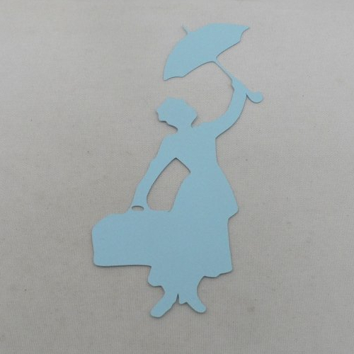 N°299 b mary poppins en papier bleu ciel  découpage fin