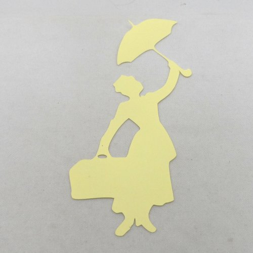 N°299 b mary poppins en papier jaune  découpage fin