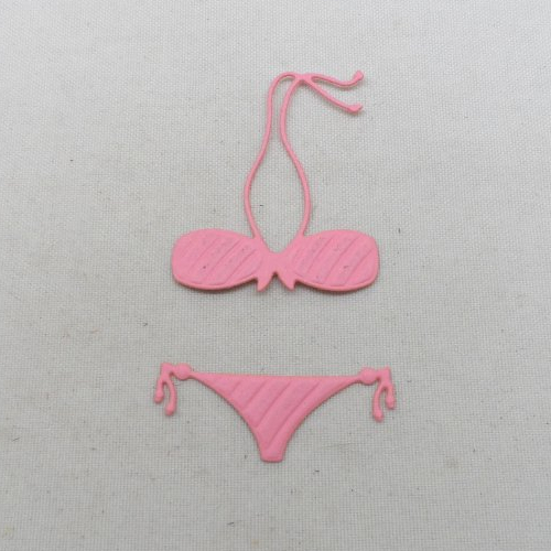 N°1423   maillot de bain  2 pièces  en papier  rose     découpage  fin