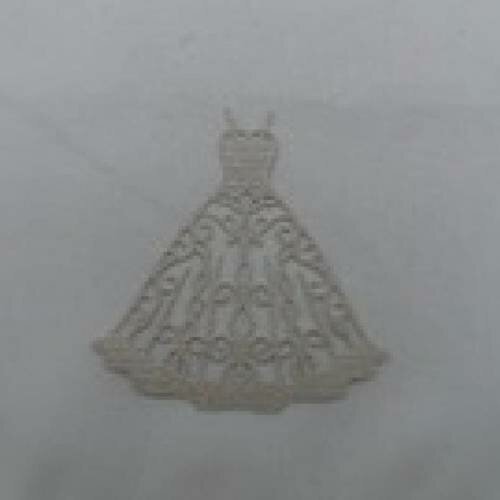 N°26 d'une petite robe à bretelle en papier tapisserie lin brillant beige  découpage fin