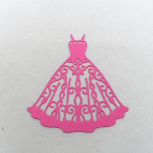 N°26 d'une petite robe à bretelle en papier fuchsia   découpage fin
