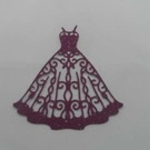 N°26 d'une petite robe à bretelle en papier tapisserie mauve à paillette    découpage fin
