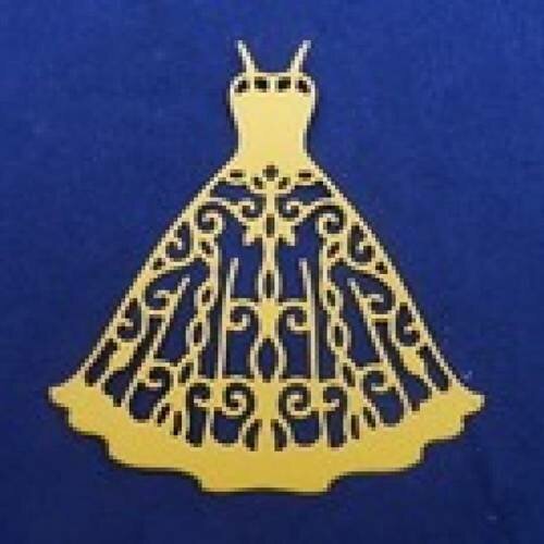 N°26 d'une petite robe à bretelle en papier jaune orangé   découpage fin