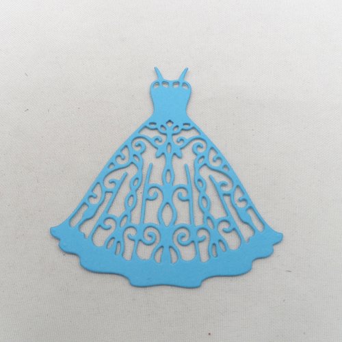 N°26 d'une petite robe à bretelle en papier  bleu  découpage fin