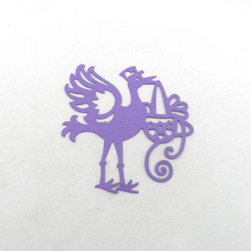 N°10 de la cigogne "factrice" qui annonce la naissance d'un bébé en papier violet n°1