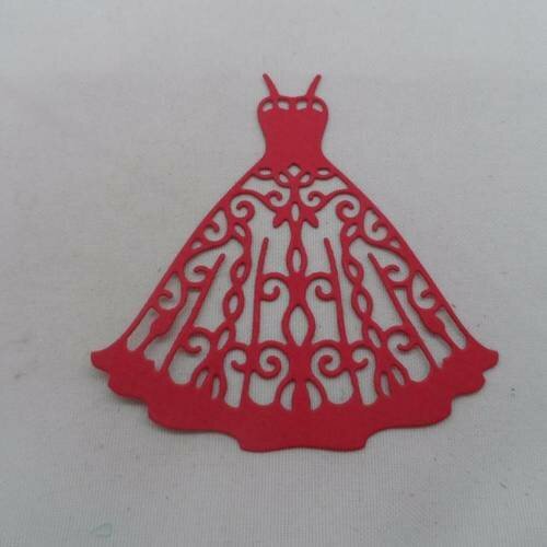 N°26 d'une petite robe à bretelle en papier rouge n°1  découpage fin
