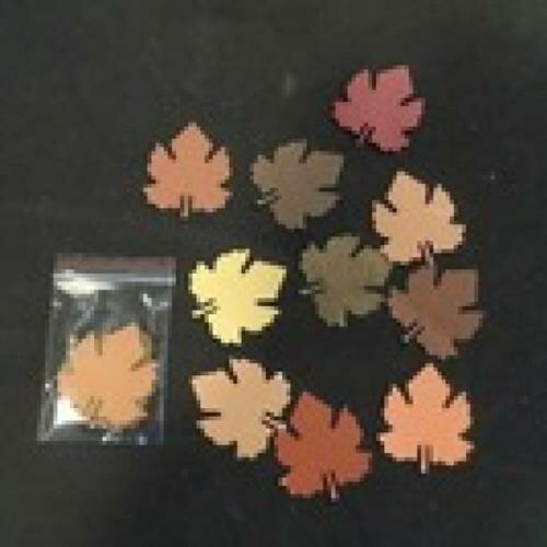 N°34 lot de dix petites feuilles  en papier aux couleurs de l'  "automne"
