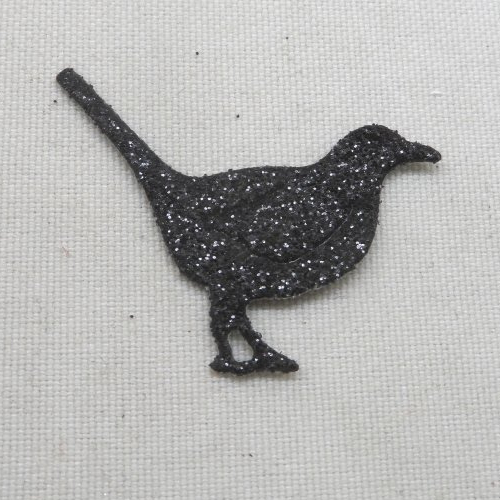 N°1402 oiseau  en papier noir à paillettes  découpage