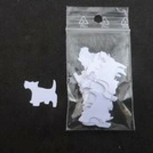 N°38 lot de 25 petits chiens fox  en papier  blanc  embellissement découpe