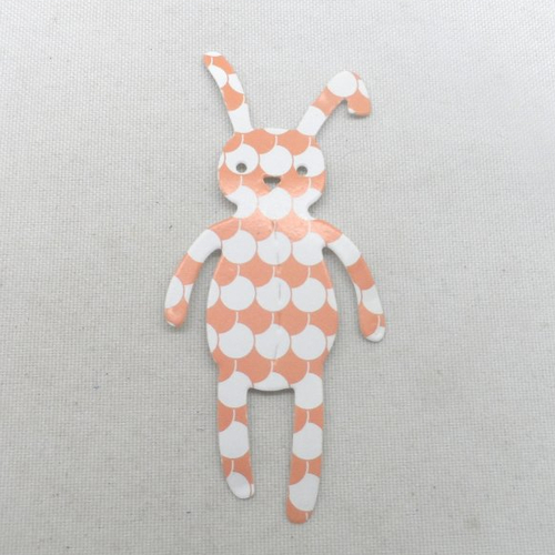N°408  lapin "doudou" en papier   orange et blanc découpage