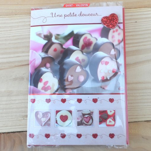 1271 carte de vœux spéciale  saint valentin avec des chocolats et cœurs n°9