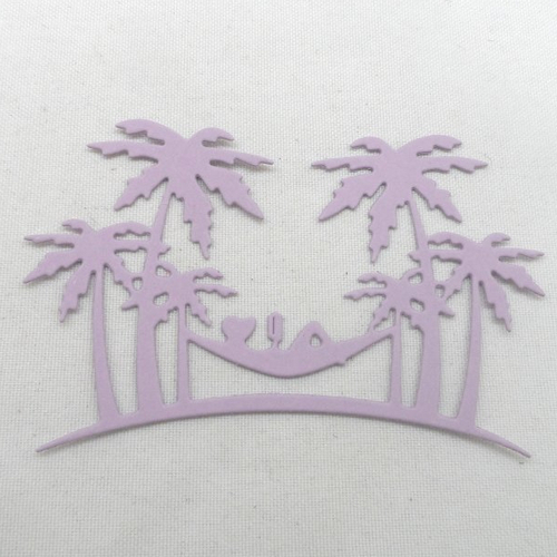 N°670 décors de vacances avec palmiers hamac personnage en train de lire en papier