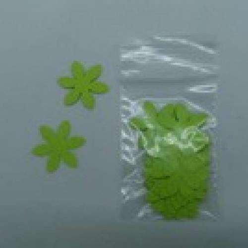 N°40 lot de 25 petites fleurs en papier vert pomme granit  embellissement découpe