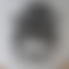 N°1457 "sticker"  tête de femme chignon foulard lunette en vinyle "zébré"  argenté pailleté et noir