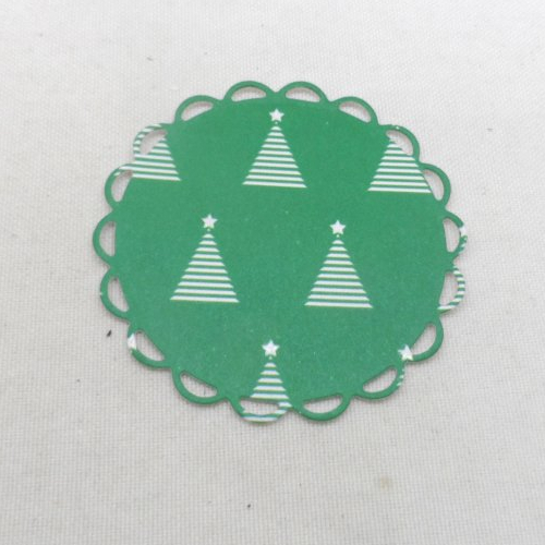 1014  jolie cercle festonné  en papier  thème de noël  avec sapin  étoile blanc pour décorer  vos cartes