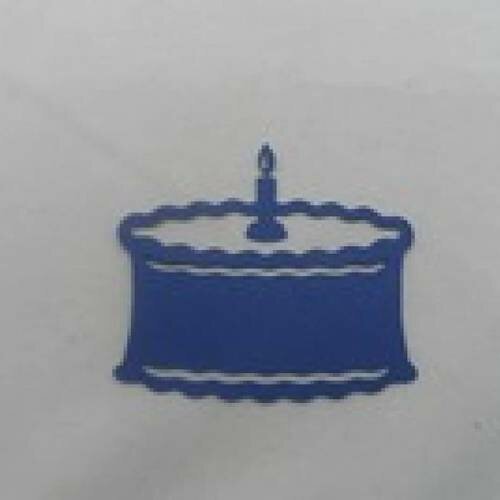 N°48 d'un gâteau avec une bougie en papier bleu foncé découpage 