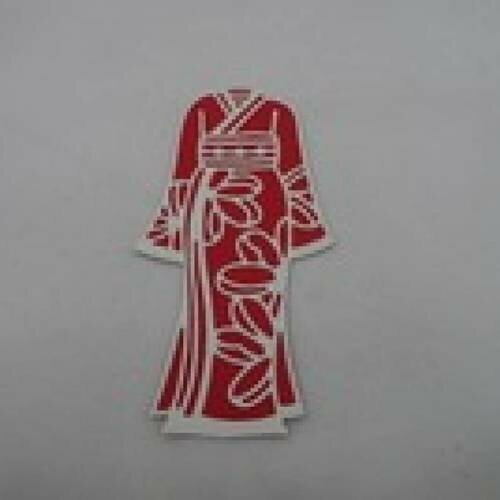 N°51 d'un kimono bi-couleur en papier   tapisserie blanc à paillette   et rouge 
