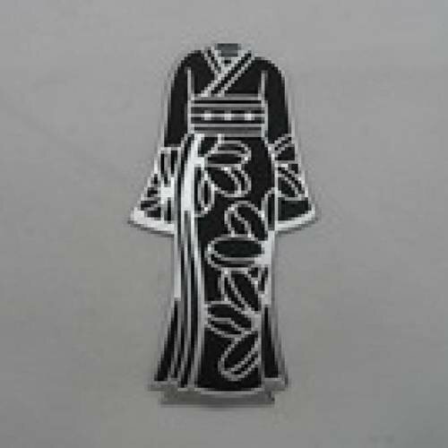 N°51 d'un kimono bi-couleur en papier  argenté et fond  noir 