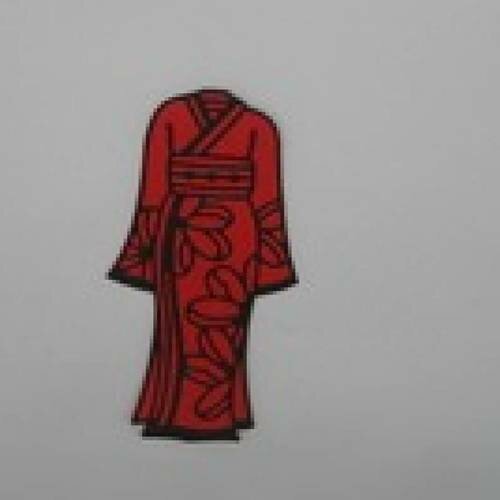 N°51 d'un kimono bi-couleur en papier  fond rouge et noir