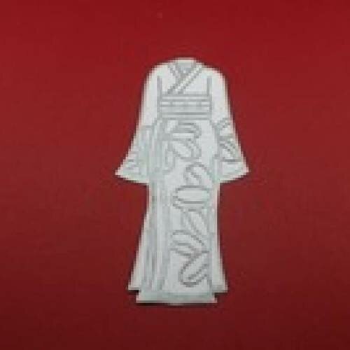 N°51 d'un kimono bi-couleur en papier  fond blanc et argenté