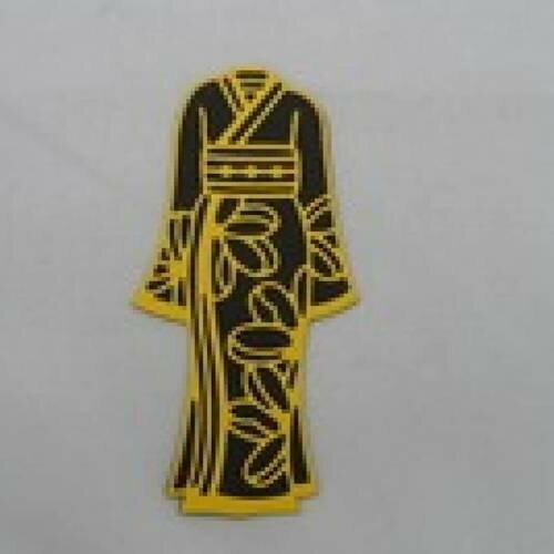 N°51 d'un kimono bi-couleur en papier  fond  noir et  jaune