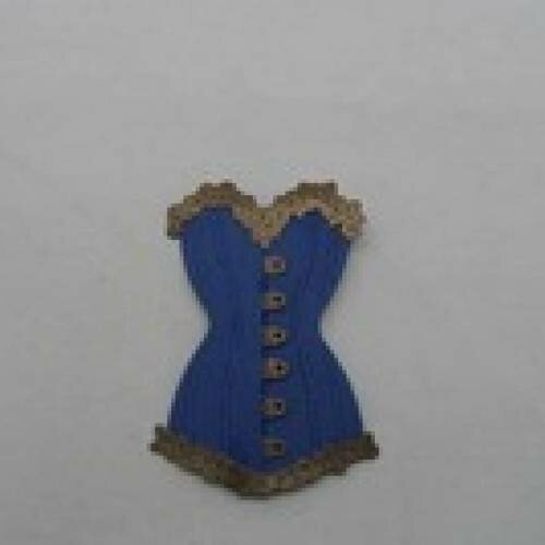 N°52 d'un corset bi-couleur en papier bleu marine  et cuivré  découpage fin