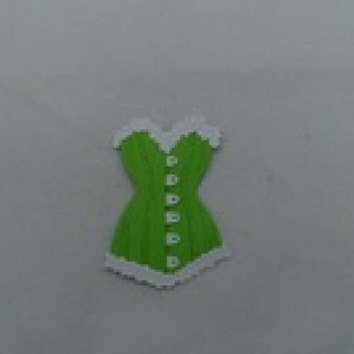 N°52 d'un corset bi-couleur en papier  vert  et blanc  découpage fin