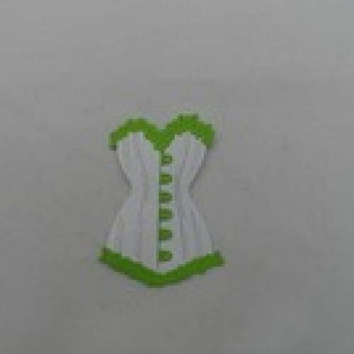 N°52 d'un corset bi-couleur en papier   vert  et blanc   découpage fin