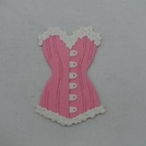 N°52 d'un corset bi-couleur en papier   rose  et   tapisserie blanc à paillette  découpage fin