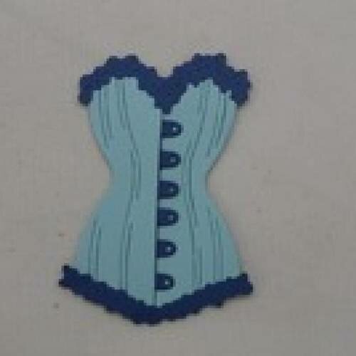 N°52 d'un corset bi-couleur en papier  bleu foncé et  bleu clair  découpage fin