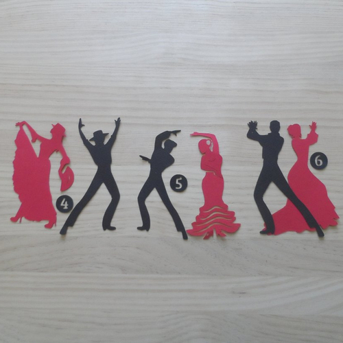 N° 2097 lot de découpes de 3 couples de danseurs de flamenco  n°2 en papier