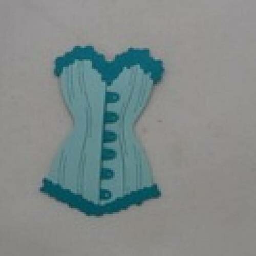 N°52 d'un corset bi-couleur en papier vert foncé et  vert clair  découpage fin