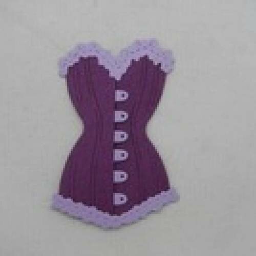 N°52 d'un corset bi-couleur en papier  violet foncé et  violet clair  découpage fin