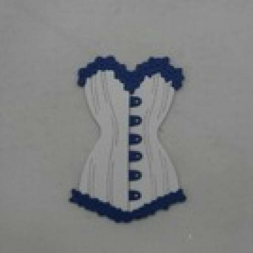 N°52 d'un corset bi-couleur en papier  bleu marine et blanc  découpage fin