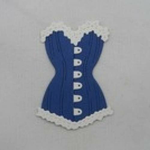 N°52 d'un corset bi-couleur en papier    bleu marine et blanc découpage fin