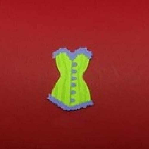 N°52 d'un corset bi-couleur en papier  vert anis  et violet     découpage fin
