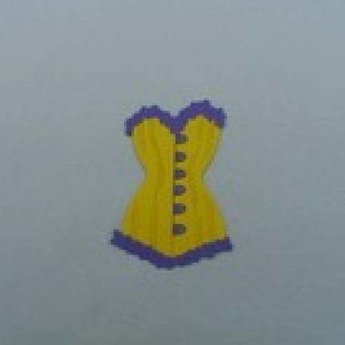 N°52 d'un corset bi-couleur en papier   jaune  et violet      découpage fin