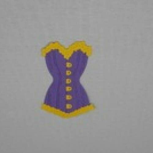 N°52 d'un corset bi-couleur en papier   jaune  et violet      découpage fin