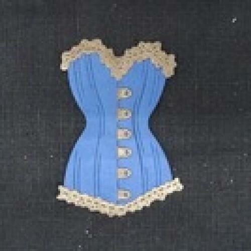 N°52 d'un corset bi-couleur en papier  bleu marine et cuivré     découpage fin