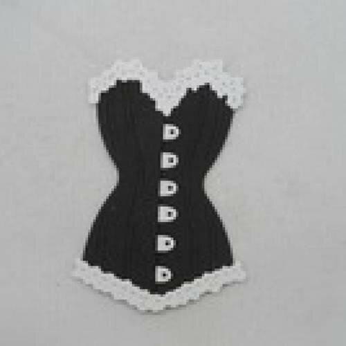 N°52 d'un corset bi-couleur en papier    blanc  et  noir  découpage fin