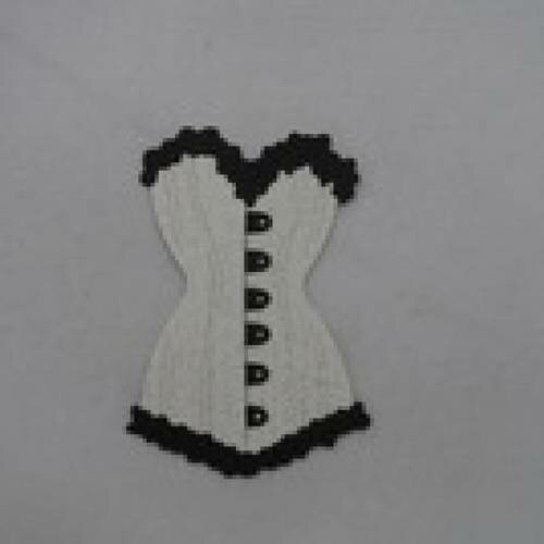 N°52 d'un corset bi-couleur en papier  tapisserie blanc à paillette  et  noir  découpage fin
