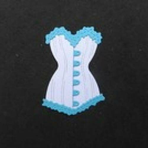 N°52 d'un corset bi-couleur en papier  blanc  et bleu    découpage fin