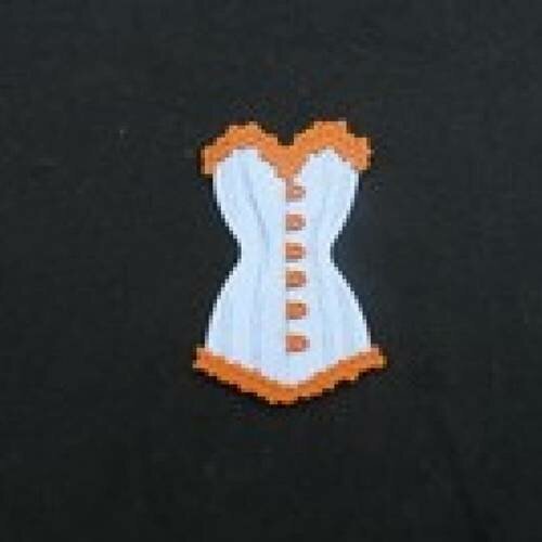 N°52 d'un corset bi-couleur en papier   orange et blanc    découpage fin