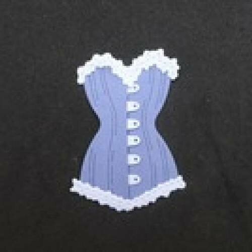 N°52 d'un corset bi-couleur en papier  mauve et blanc   découpage fin