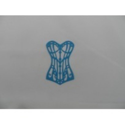 N°54 d'un corset en papier bleu turquoise  découpage fin