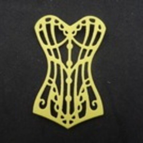 N°54 d'un corset en papier jaune  découpage fin