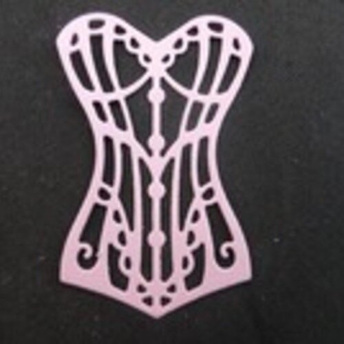 N°54 d'un corset en papier rose découpage fin