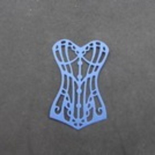 N°54 d'un corset en papier bleu foncé   découpage fin