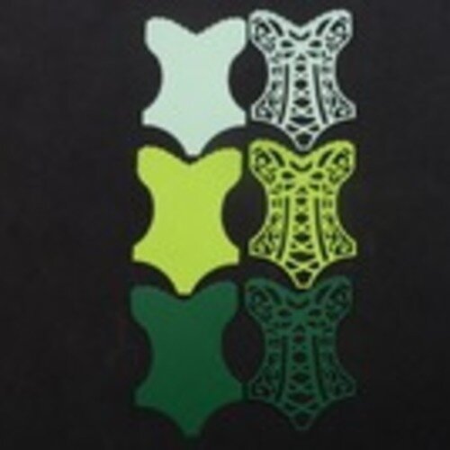 N°55 kit corset vert  en papier  comprenant 3 pièces  2 pièces en papier et un morceau de tulle