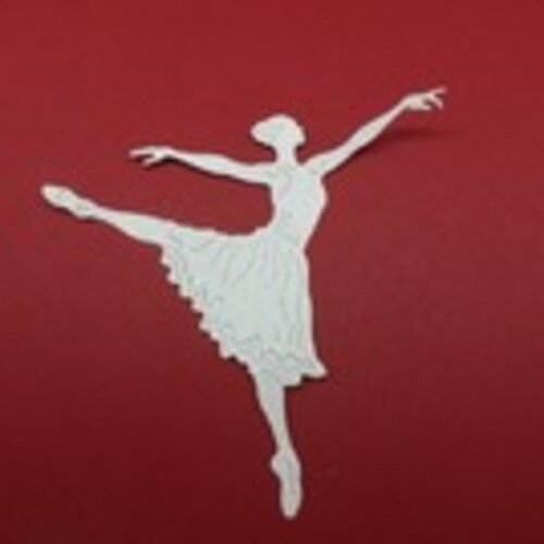 N°63 ballerine arabesque en papier  tapisserie blanc à paillette  découpage fin